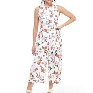 - - Gal Meets Glam Beverly floral jumpsuit cropped ruffle NEW without Tag …